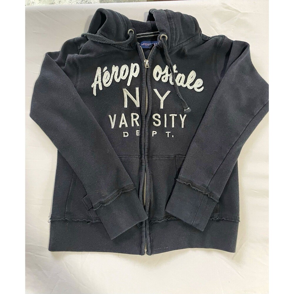 Aeropostale New York Varsity Dept Hoodie Women’s S/P Zip Up Black